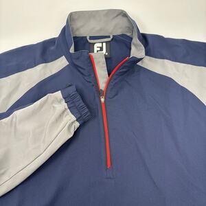 Footjoy Mens Medium Blue Grey 1/4 Zip Long Sleeve Pullover Jacket